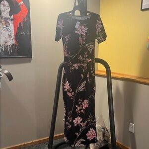Navy and Pink Floral Maxi Dress